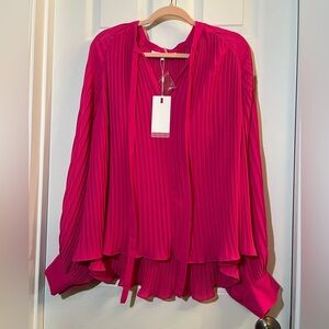 👗 NWT Endless Rose Magenta Pleated Blouse size large
